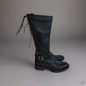 Sonora‎ Motorcycle Boots Womens 8.5 Leather W/buckles & Staps Knee High Black